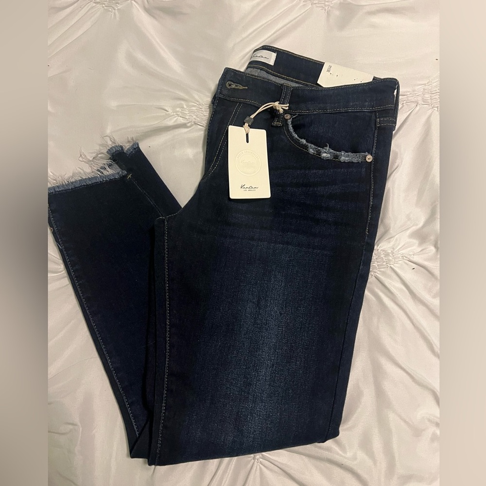 kankan NWT size 13/30 low rise ankle skinny blue jeans